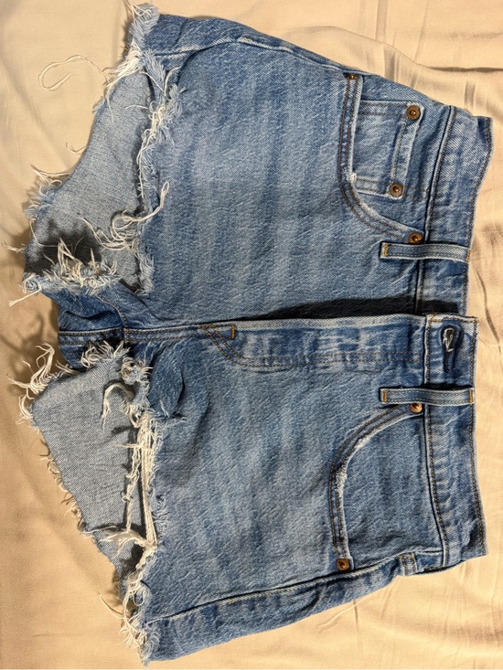 Levi's Pants - Levi 501 High-Rise Distressed Denim Shorts - Light Blue